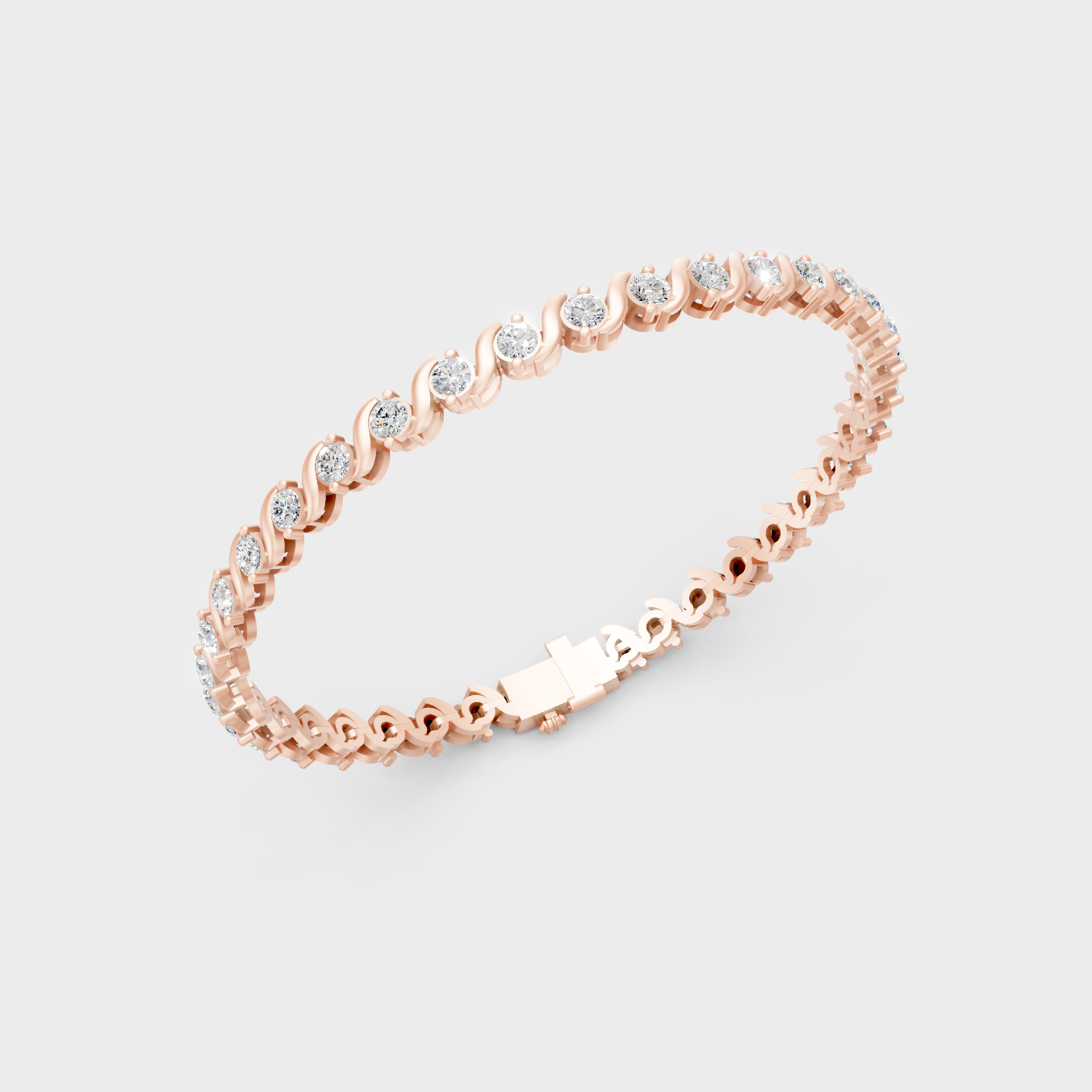Brilliant Round Diamond Tennis Bracelet Rose Gold