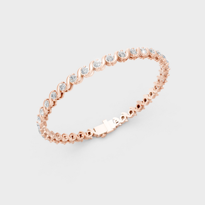 Brilliant Round Diamond Tennis Bracelet Rose Gold