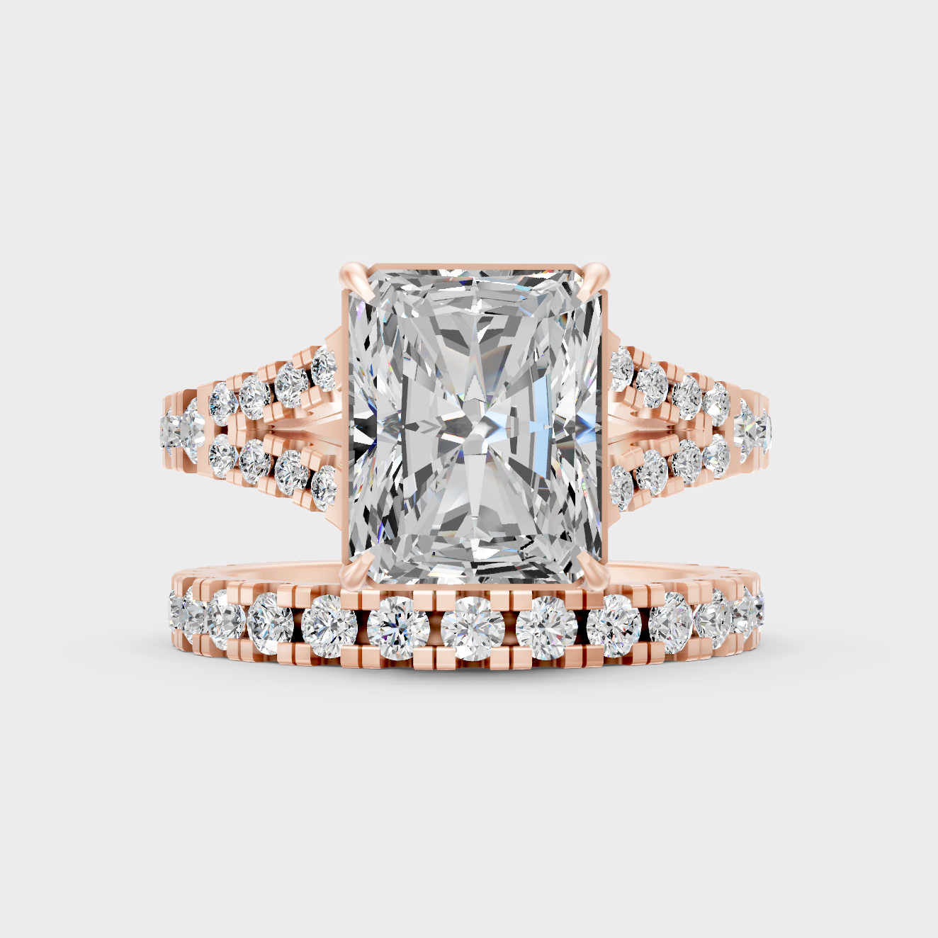 Contemporary Lab Diamond Ring Set In Rose Gold