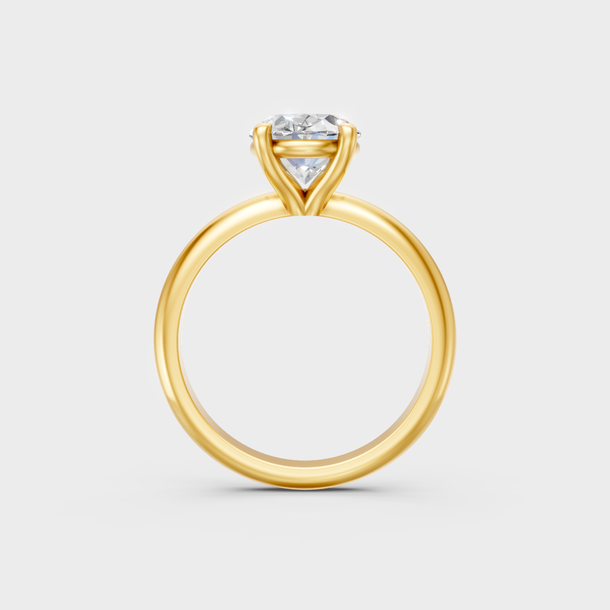 Unique Yellow Gold Solitaire Ring Featuring A Certified Oval Diamond