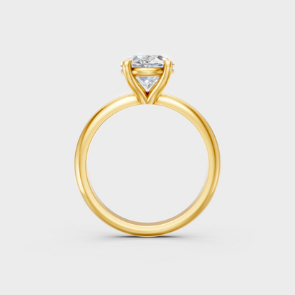 Unique Yellow Gold Solitaire Ring Featuring A Certified Oval Diamond