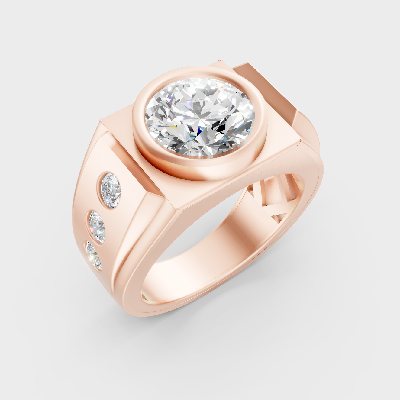 9K Rose Gold Round-Cut Lab-Grown Diamond Men’s Band With Hallmark Quality