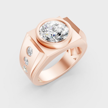 9K Rose Gold Round-Cut Lab-Grown Diamond Men’s Band With Hallmark Quality