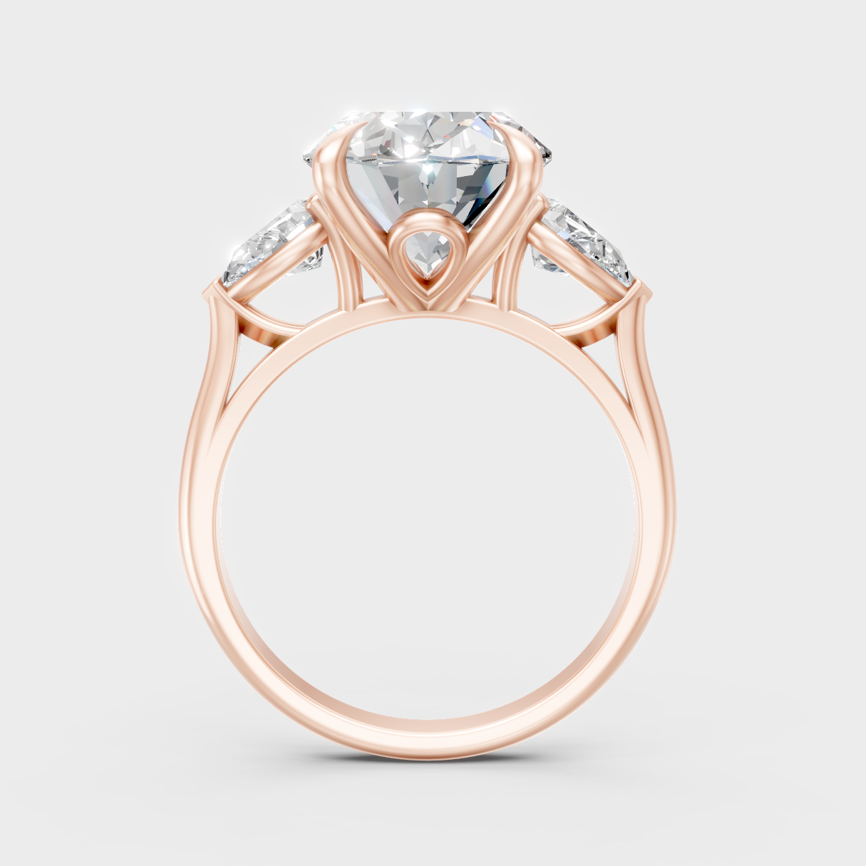 Blush Rose Gold Ring With Hallmarked Oval And Pear Lab Diamond Detail