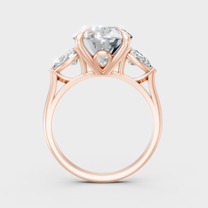 Blush Rose Gold Ring With Hallmarked Oval And Pear Lab Diamond Detail