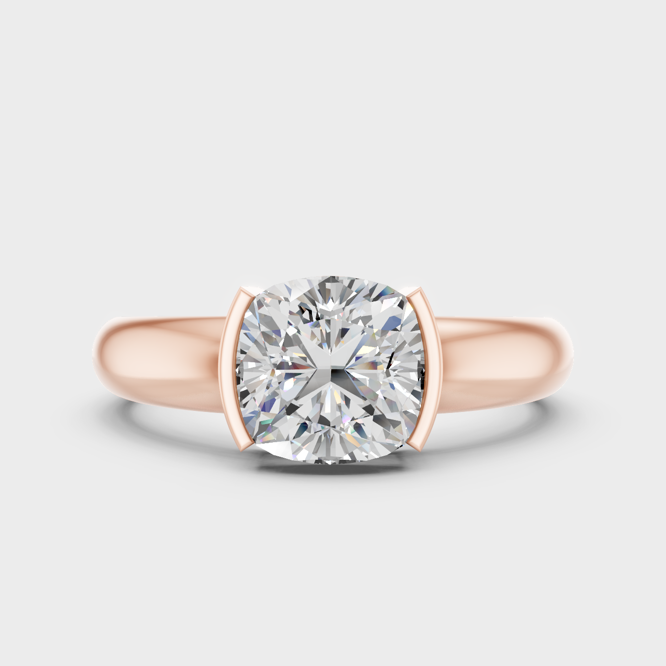 Contemporary Lab Diamond Cushion Ring In Rose Gold