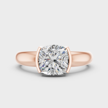 Contemporary Lab Diamond Cushion Ring In Rose Gold