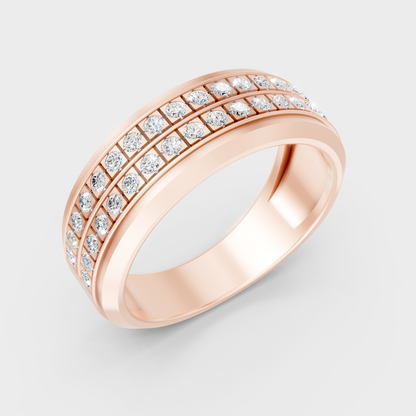 9K Rose Gold Round-Cut Lab-Grown Diamond Men’s Band With Hallmark Quality
