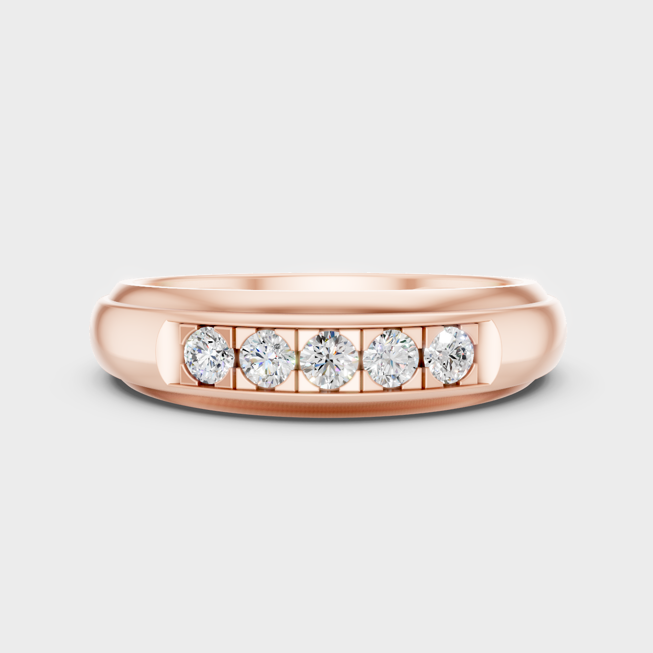 Contemporary Mens Lab Diamond Ring In Rose Gold