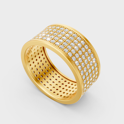  Classic 14K Yellow Gold Men’s Statement Band Featuring A 1.84Ct Round Lab Diamond