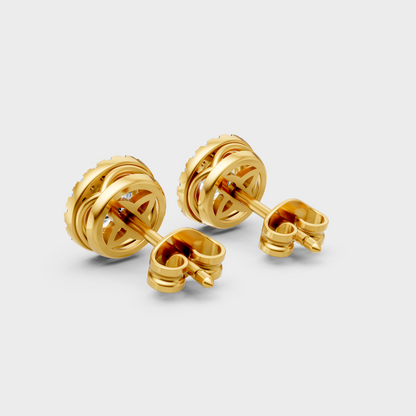 Ethical Luxury 1.19 Ct Lab Diamond Halo Earrings Yellow Gold