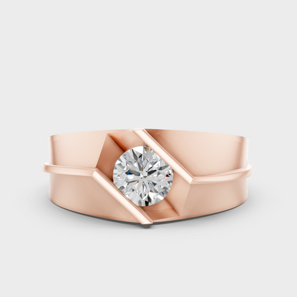 Contemporary Mens Lab Diamond Ring In Rose Gold