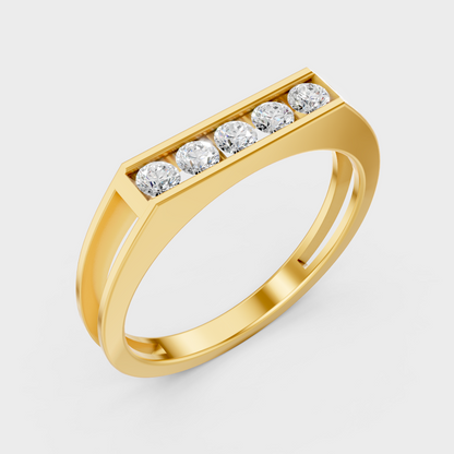9K Yellow Gold Round-Shaped Lab-Grown Diamond Men’s Ring For Ethical Luxury