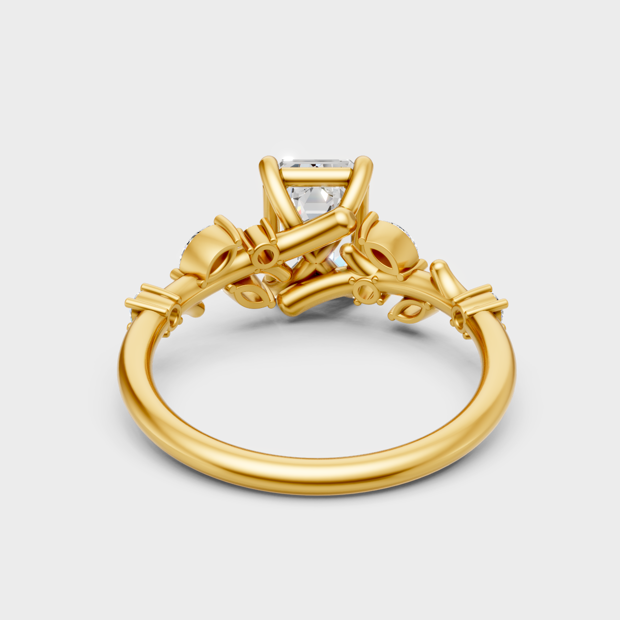 Premium Yellow Gold Jewelry Showcasing  Multi-Cut Lab Diamond Arrangement 