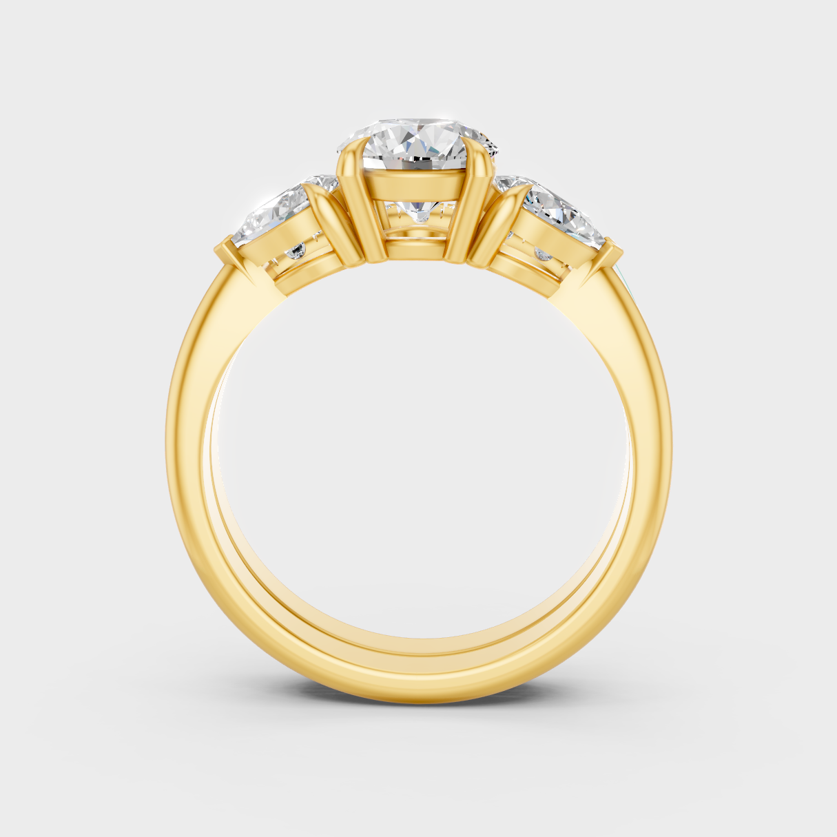 Hallmarked 18K Yellow Gold Set With Round Lab-Grown Diamond Detail