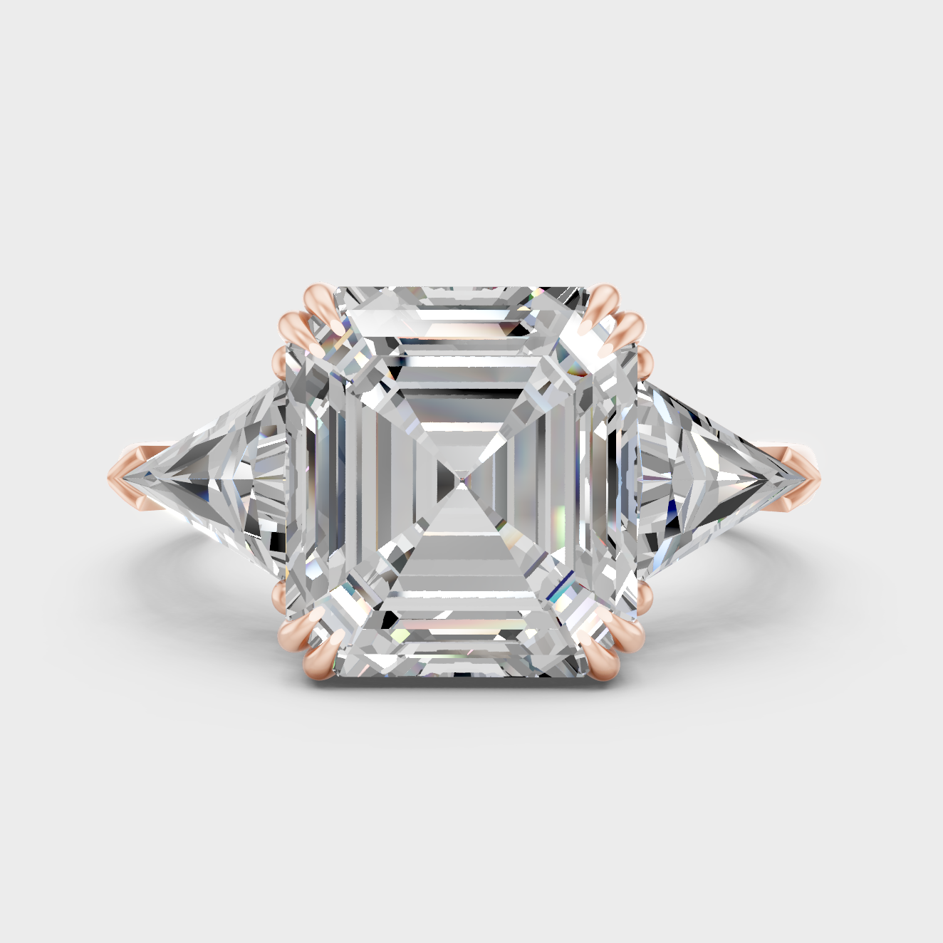 Contemporary Square Emerald Lab Diamond Ring In Rose Gold