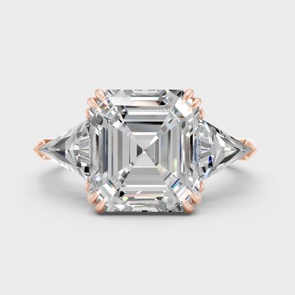 Contemporary Square Emerald Lab Diamond Ring In Rose Gold