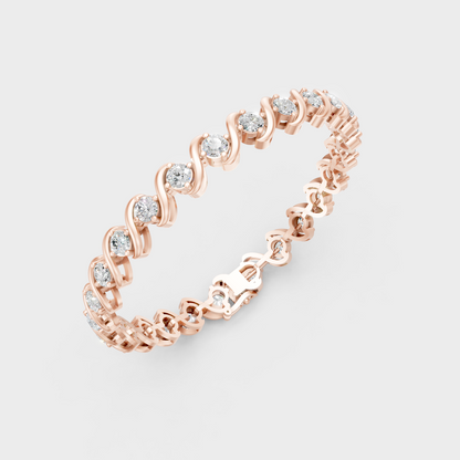Elegant Round Cut Diamond Bracelet Rose Gold