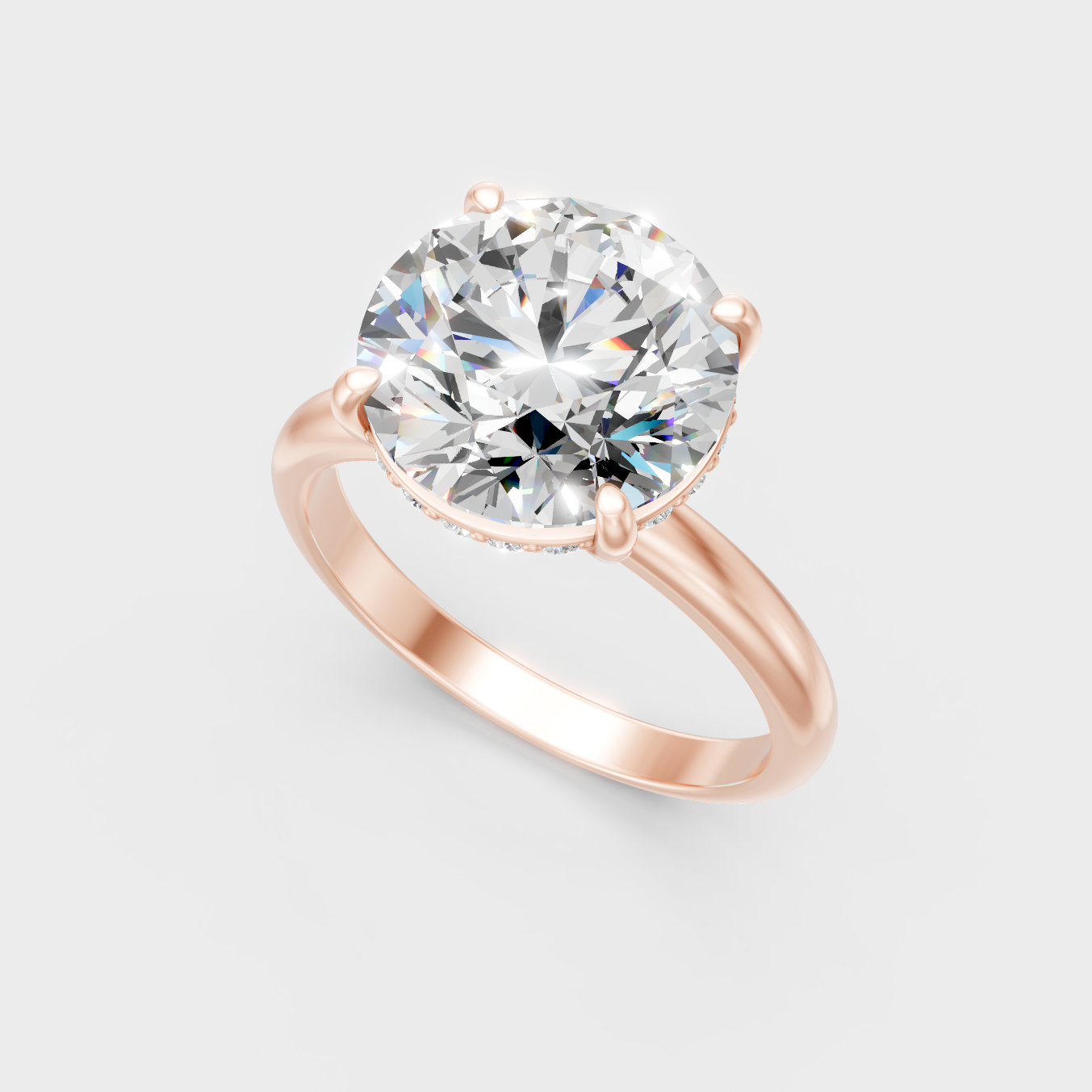 nique Rose Gold Halo Ring Featuring A Certified Round Lab-Grown Diamond