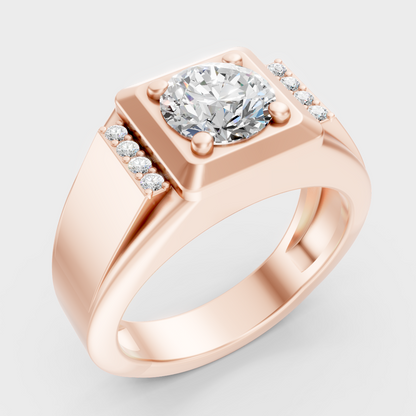 9K Rose Gold Round-Cut Lab-Grown Diamond Men’s Band With Hallmark Quality