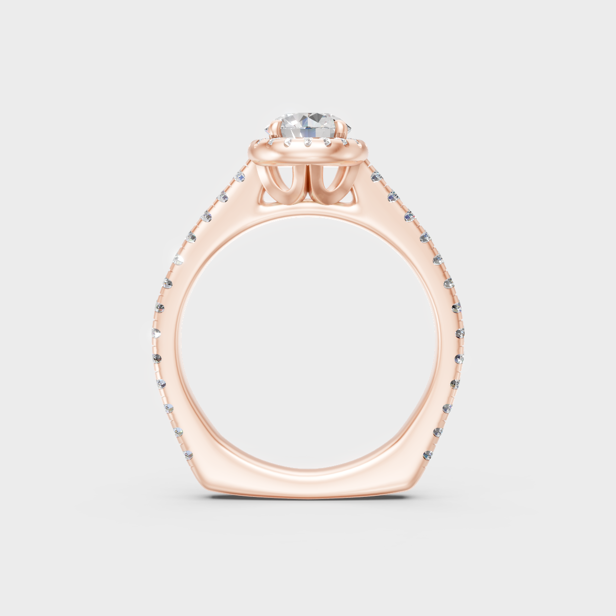 Customizable Rose Gold Round Lab Diamond Halo Ring For An Ethical Bridal Choice