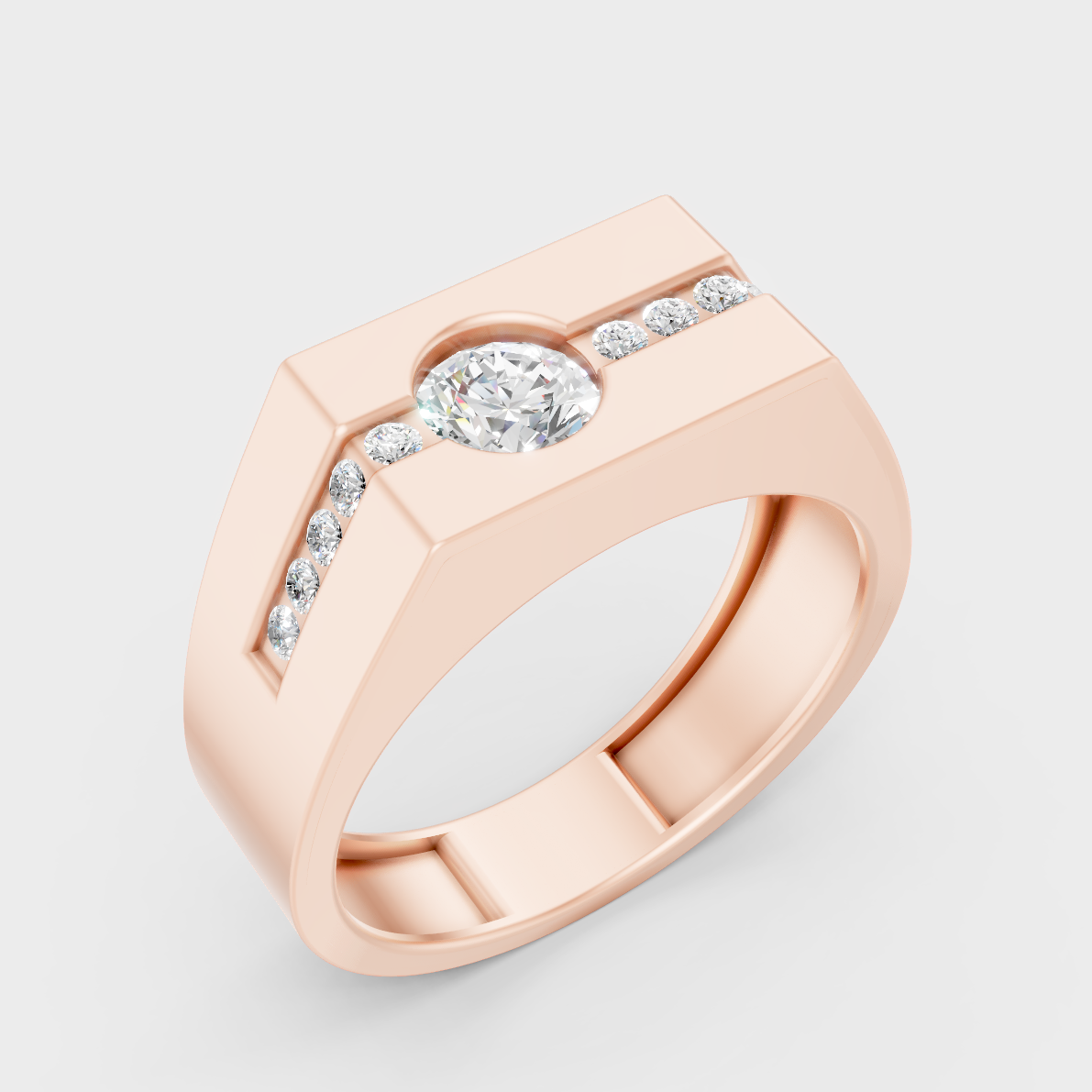 9K Rose Gold Round-Cut Lab-Grown Diamond Men’s Band With Hallmark Quality