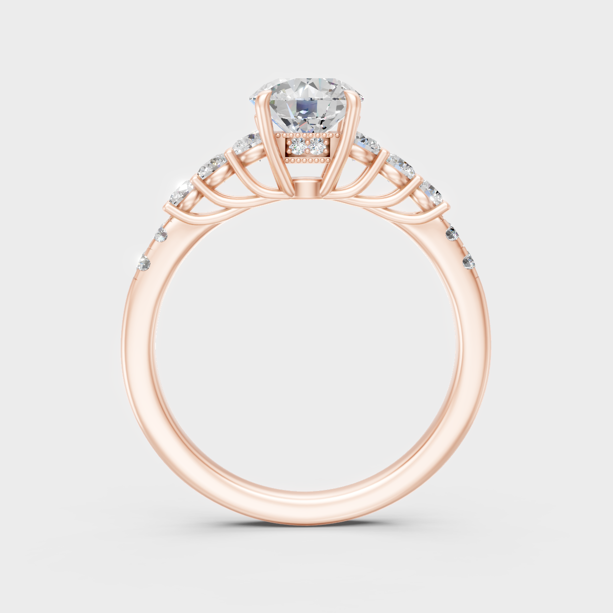 Blush Rose Gold Ring With Hallmarked Round Lab-Grown Diamond Halo Detail