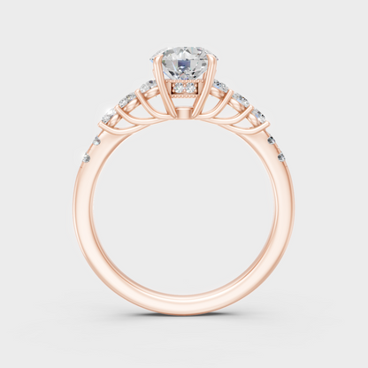 Blush Rose Gold Ring With Hallmarked Round Lab-Grown Diamond Halo Detail