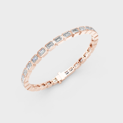 9.30 Ct Emerald Cut Lab-Grown Diamond Tennis Bracelet in