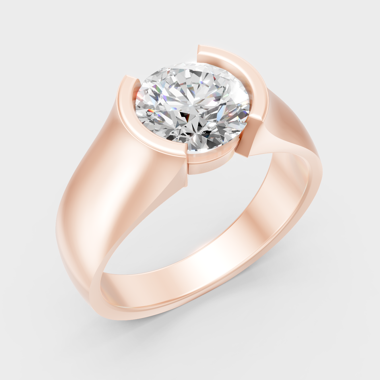 9K Rose Gold Round-Cut Lab-Grown Diamond Men’s Band With Hallmark Quality