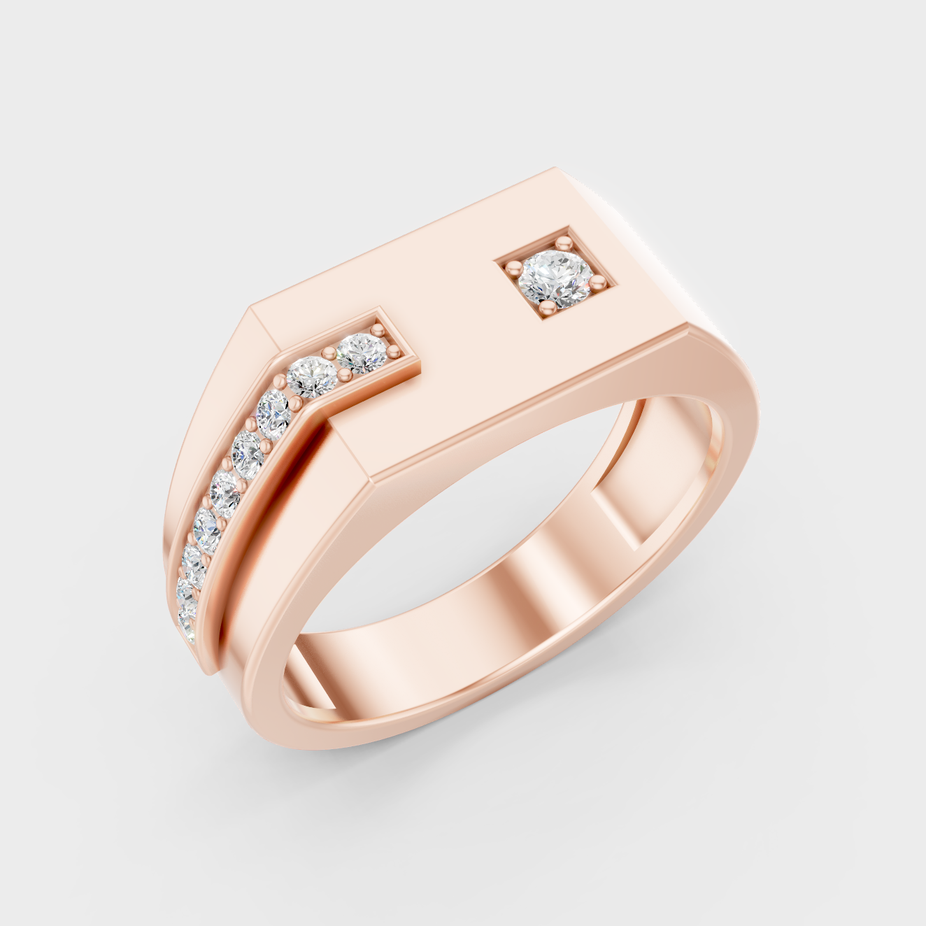 9K Rose Gold Round-Cut Lab-Grown Diamond Men’s Band With Hallmark Quality