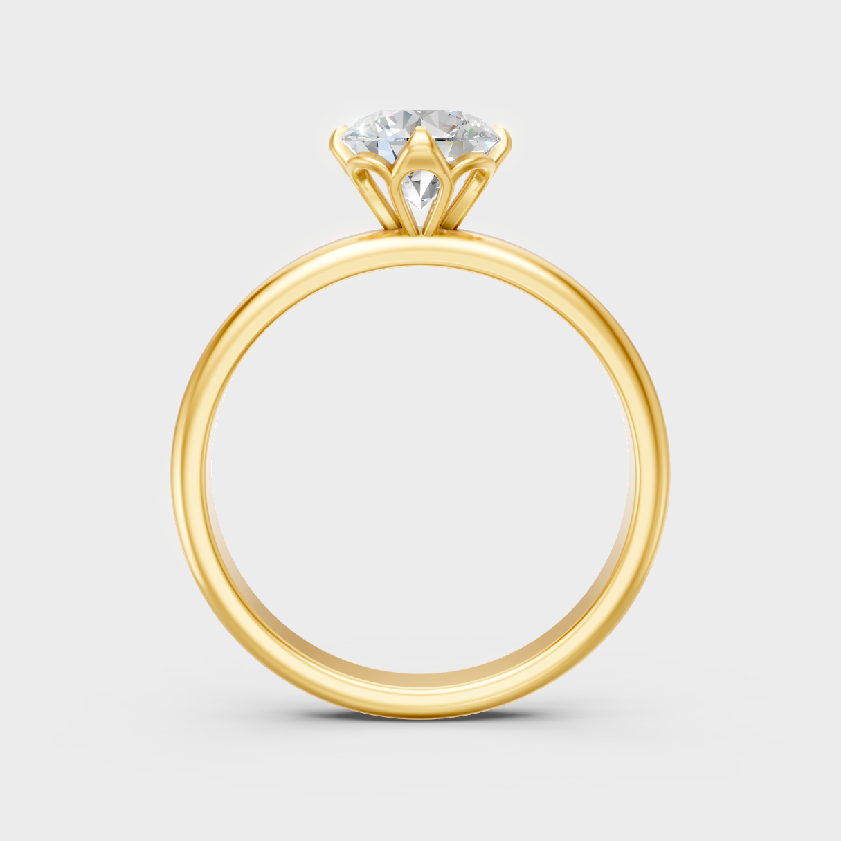 Hallmarked Yellow Gold Ring With Lab-Grown Diamond