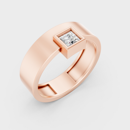 9K Rose Gold Princess-Cut Lab-Grown Diamond Men’s Band With Hallmark Quality