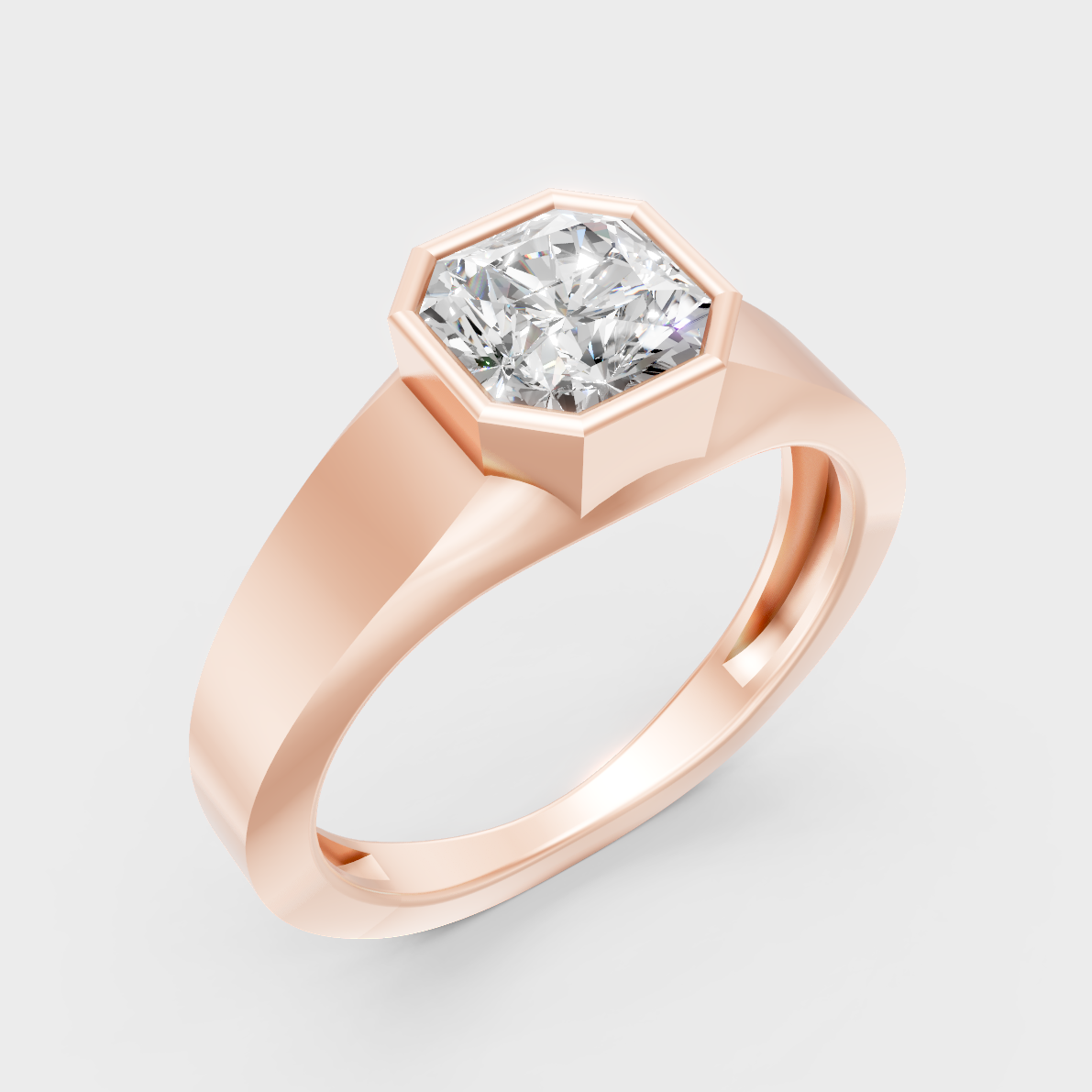 9K Rose Gold Square Radiant-Cut Lab-Grown Diamond Men’s Band With Hallmark Quality