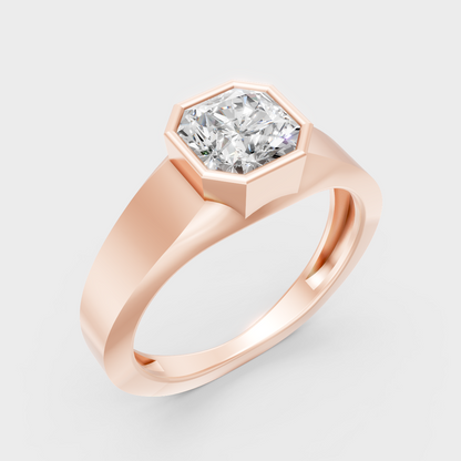 9K Rose Gold Square Radiant-Cut Lab-Grown Diamond Men’s Band With Hallmark Quality