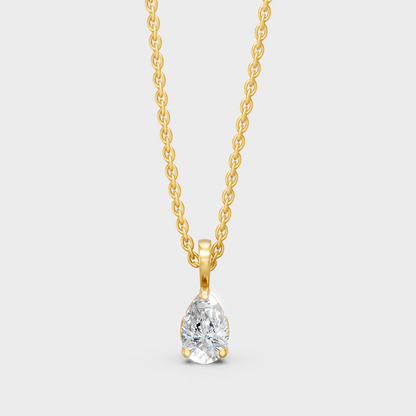 Igi Gli Certified Pear-Cut Lab-Grown Diamond Pendant With Chain In 18K Yellow Gold