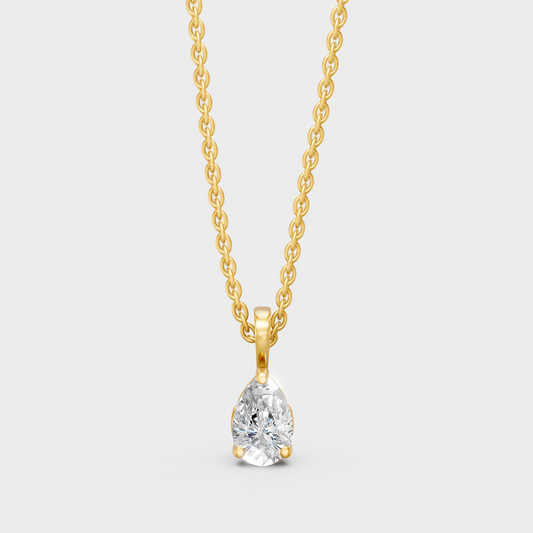 Igi Gli Certified Pear-Cut Lab-Grown Diamond Pendant With Chain In 18K Yellow Gold