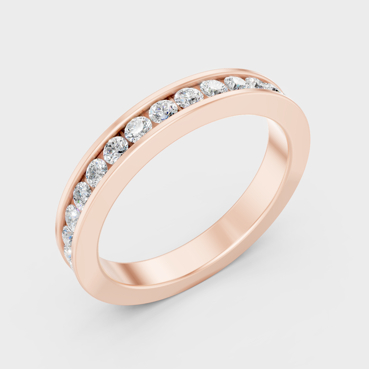  High-Polish Rose Gold 1.08 Carat Round Lab Diamond Men’s Band For Bold Sparkle