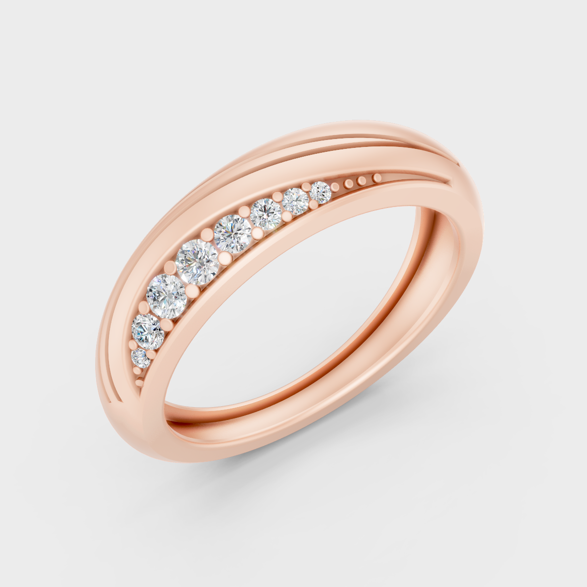 9K Rose Gold Round-Cut Lab-Grown Diamond Men’s Band With Hallmark Quality
