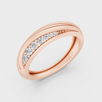 9K Rose Gold Round-Cut Lab-Grown Diamond Men’s Band With Hallmark Quality