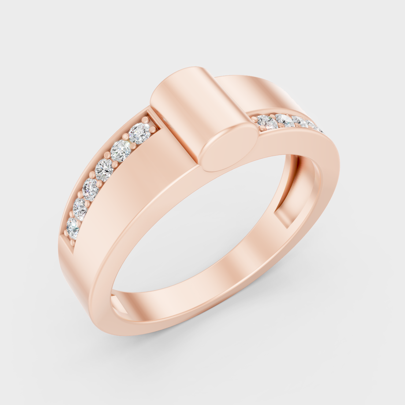 9K Rose Gold Round-Cut Lab-Grown Diamond Men’s Band With Hallmark Quality