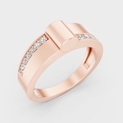9K Rose Gold Round-Cut Lab-Grown Diamond Men’s Band With Hallmark Quality
