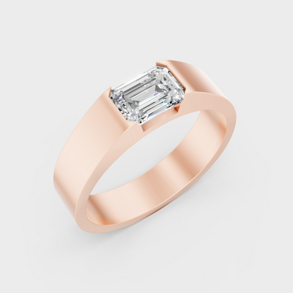 9K Rose Gold Emerald-Cut Lab-Grown Diamond Men’s Band With Hallmark Quality