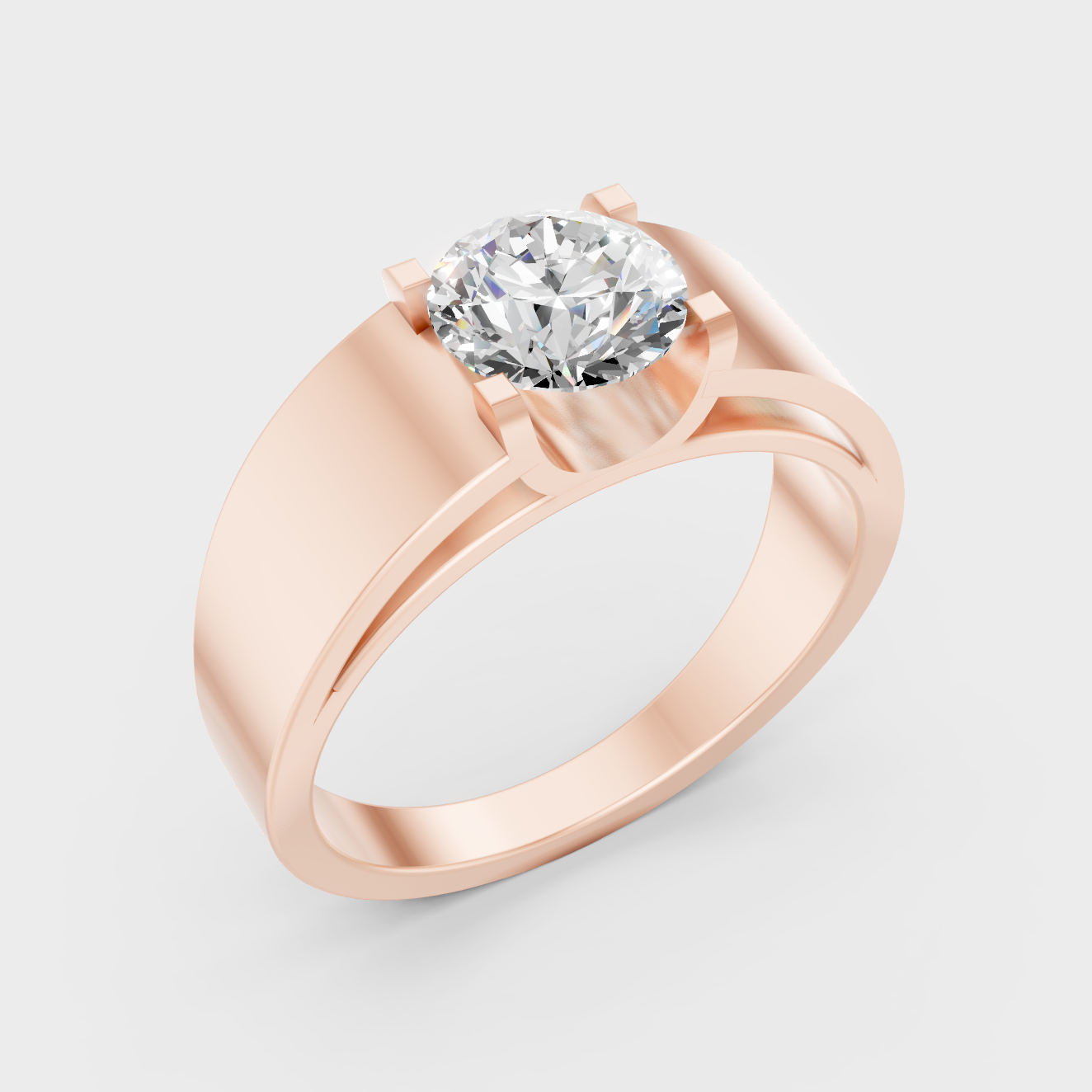 9K Rose Gold Round-Cut Lab-Grown Diamond Men’s Band With Hallmark Quality