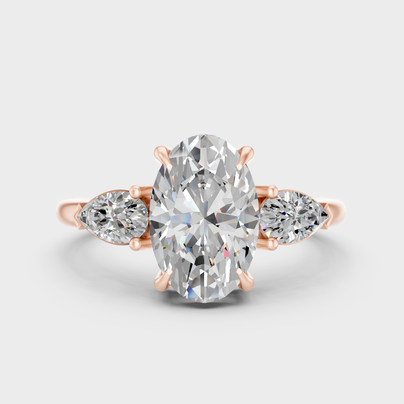 Contemporary Oval Pear Lab Diamond Ring In Rose Gold