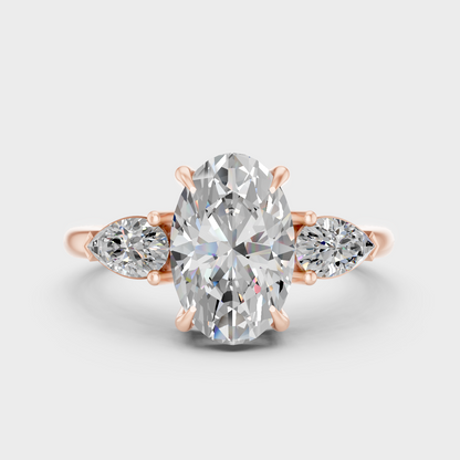 Contemporary Oval Pear Lab Diamond Ring In Rose Gold