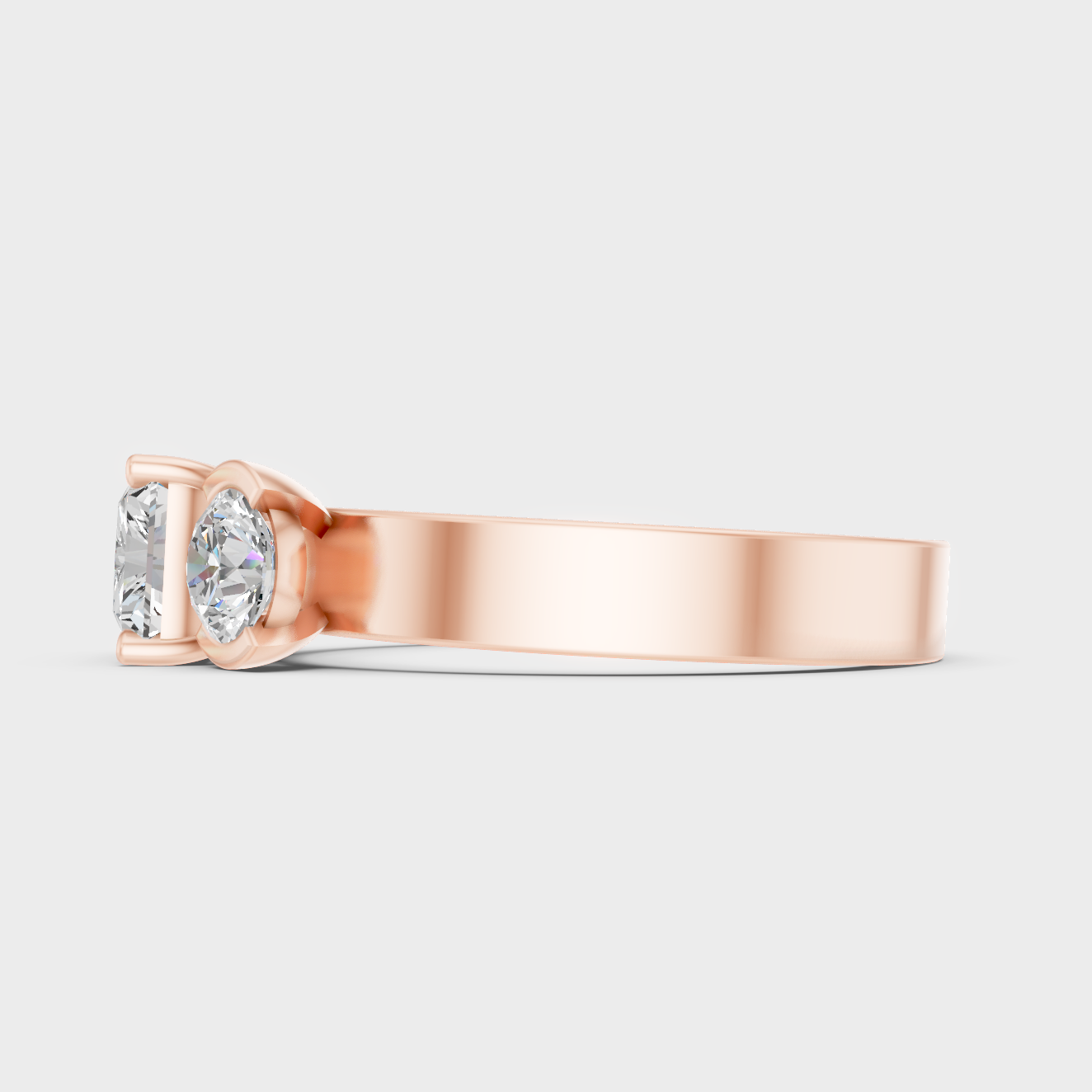 1.75 Ct Emerald & Round Lab-Grown Diamond Two-Stone Ring in
