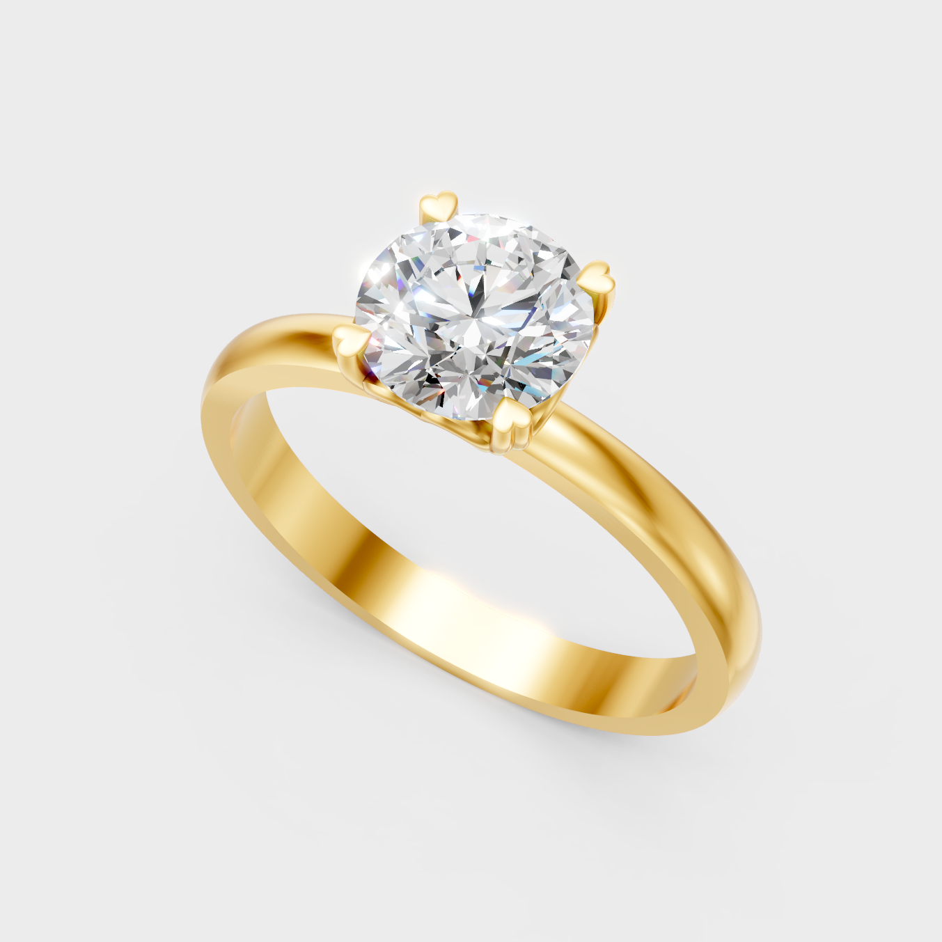 Classic 14K Yellow Gold Round Brilliant Lab Diamond Engagement Ring