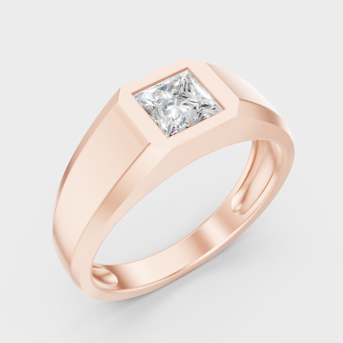 9K Rose Gold Princess-Cut Lab-Grown Diamond Men’s Band With Hallmark Quality