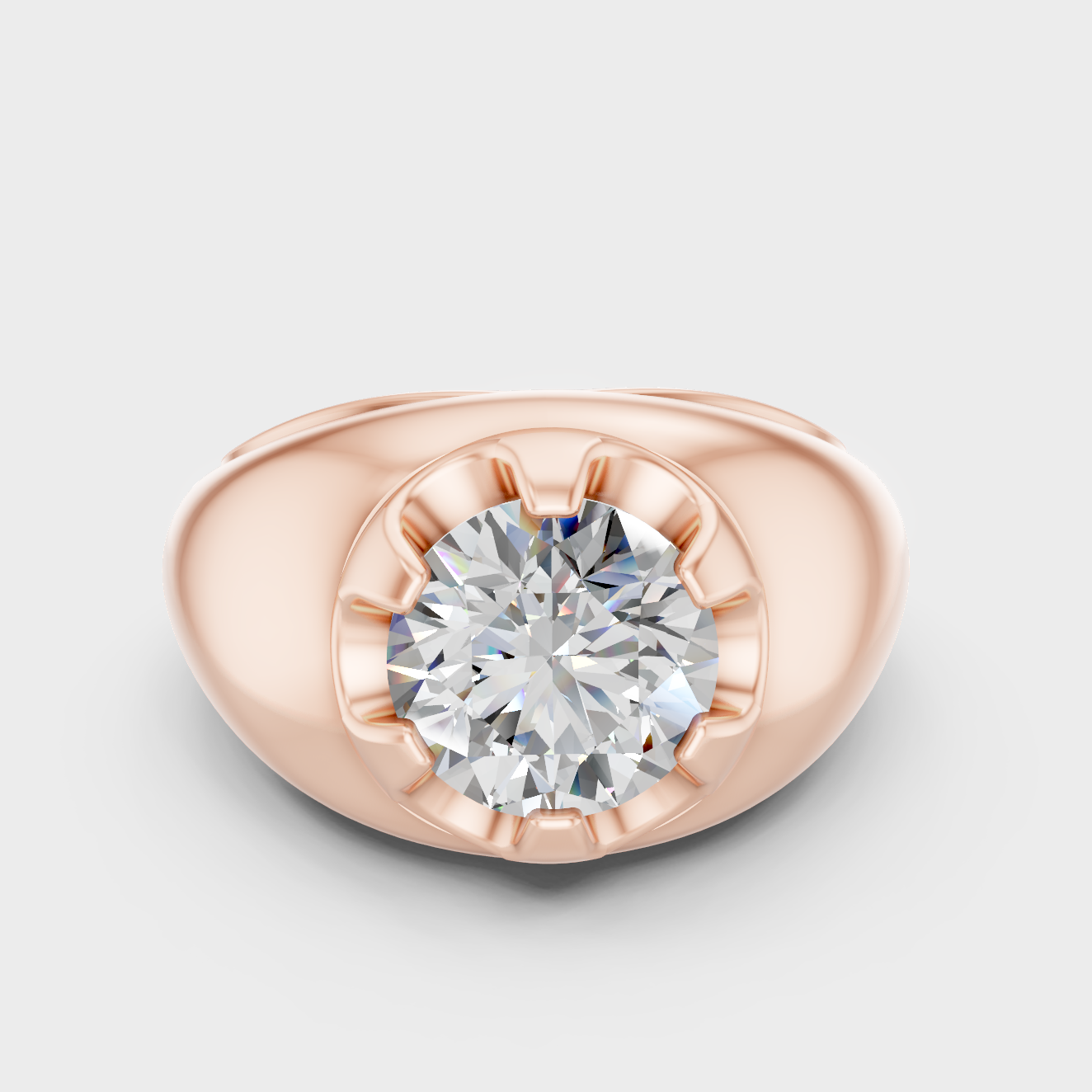 Contemporary Mens Lab Diamond Ring In Rose Gold
